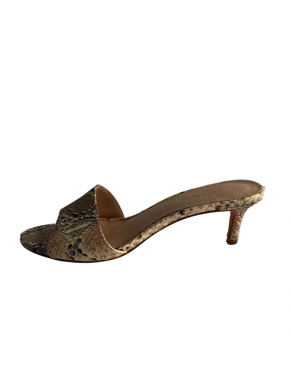 Kate Spade Metallic Leather Snake-Embossed Kitten Heel Slide Sandals -Sz 6